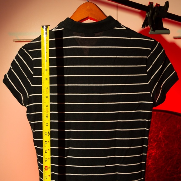 Women's Black with White Striped Ralph Lauren Golf Polo Size M - Picture 3 of 4